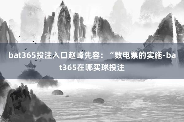 bat365投注入口　　赵峰先容：“数电票的实施-bat365在哪买球投注
