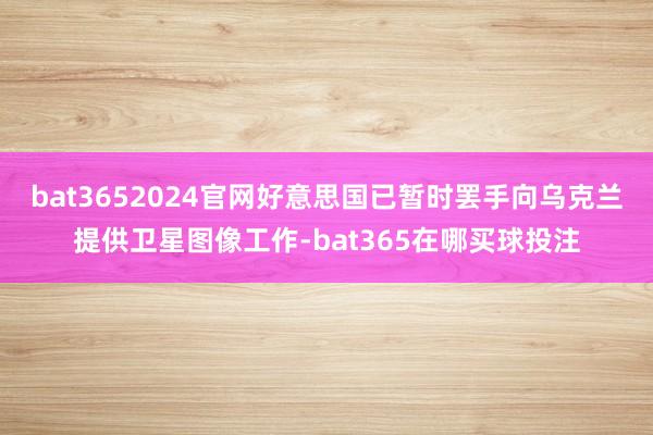 bat3652024官网好意思国已暂时罢手向乌克兰提供卫星图像工作-bat365在哪买球投注