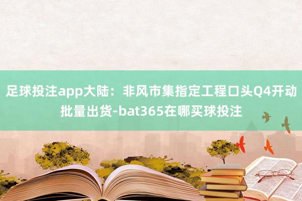 足球投注app大陆：非风市集指定工程口头Q4开动批量出货-bat365在哪买球投注