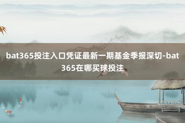 bat365投注入口凭证最新一期基金季报深切-bat365在哪买球投注