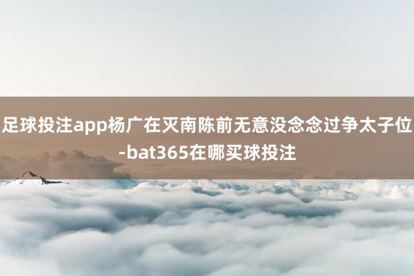 足球投注app杨广在灭南陈前无意没念念过争太子位-bat365在哪买球投注