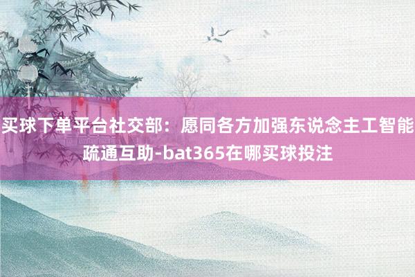买球下单平台社交部：愿同各方加强东说念主工智能疏通互助-bat365在哪买球投注