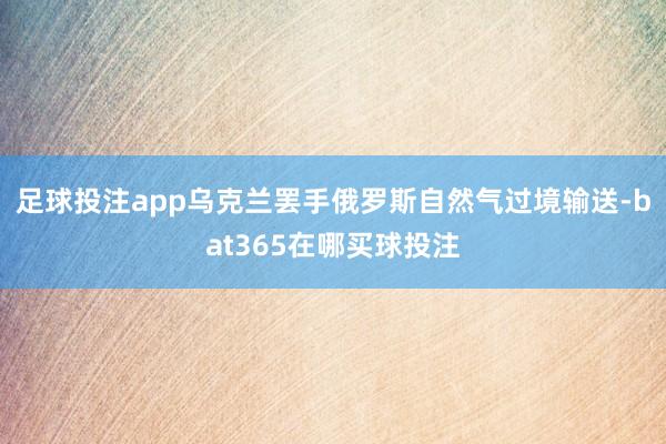 足球投注app乌克兰罢手俄罗斯自然气过境输送-bat365在哪买球投注